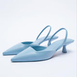 Autumn New Women's Closed Toe Red Single Shoes with Stiletto Heel Mid-heeled Fashion Sandals with Hollow Pointed Toe