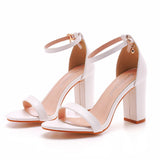 Breakj Cm Thick Heeled Light Mouth With Sandals Round Head Square Thick Heel Sandals White Bridal Wedding Dress