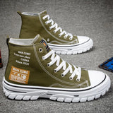 Canvas Shoes High Top Flat Shoes for Men Black White Sneakers Non-slip Shoes Canvas Sneakers Sneakers for Men Casual