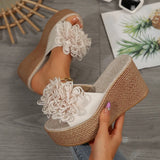 Breakj New Thick-Soled Slippers Women's Shoes Large-Size One-Size-Type Flower Waterproof Table Thick-Soled