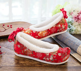 Breakj Shoes, Hanfu Shoes, Brocade Pomegranate Flower Jacquard, Ancient Women's Single