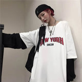 Harajuku Sweatshirt Women Patchwork Unisex Pullovers Japanese Anime Print Comics Jumpers Fake 2 Pieces Woman