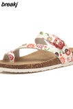 2023 New Women Summer Cork Slippers Casual Slip on Beach Outside Slides Flip Flops
