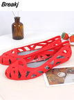 Women Sandals 2023 Hollow Flat Shoes Female Slip on Sandals Fashion Soft Light Slides Ladies Comfortable Beach Flat