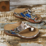 Breakj Round-Headed Leopard Print Snake Women's Slope Heel Slippers 2024 Summer New Large Size Set