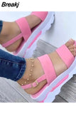 Women Sandals Shoes Summer New Platform Wedges Comfortable Ladies Shoes Open Toe Buckle Strap Slippers Female Leisure