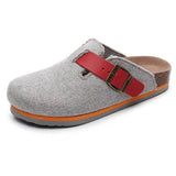 Women's Slides Slippers High Quality Woolen Felt Soft Cork Buckle Sandals Closed Toe Footwear For