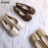 Spring Autumn Women Leather Comfy Flats Soft Bottom Shoes Soild Shallow Toe Split Causal Loafers Ladies Shoes