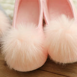 Shoes Ladies Home Slippers Warm Shoes Autumn and Winter Pink Super Cute Flat-heel Low-top Bag with One-legged Lazy