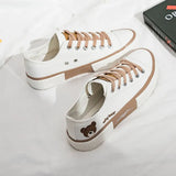 Women Canvas Shoes High Top Flat Shoes for Women White Black Sneakers Board Shoes Bear Canvas Sneakers Sneakers
