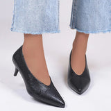 Spring and Autumn New Snake Scale Pattern Bright Leather Pointed Large Size Single Shoes Shallow Mouth Lazy High