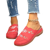 Breakj Wind Flowers Baotou Slippers Women's Shoes Large-Size Round Head Head And Fashion Wear Half