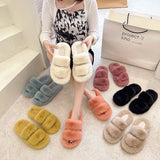 Breakj Autumn And Winter New Plush Slippers Women Home Warm Cotton Slippers Casual Fashion Wearing Hair Slippers