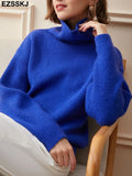 Women's Sweater Autumn Winter Warm Turtlenecks Casual Loose Oversized Lady Sweaters Knitted Pullover Top Pull