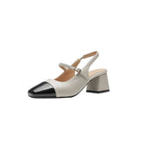 Breakj Work Single Shoes Women 2023 Summer New Simple One Word With Square Head Thick With Baotou Casual Women's