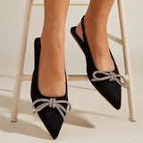 Diamond Bow Dew With Muller Pointed Flat Heel Women's Single