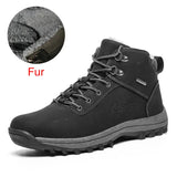 Winter Warm Men Boots Genuine Leather Fur Plus Men Snow Boots Handmade Waterproof Working Ankle Boots High Top Men