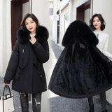 2021 Winter Jacket Women Personalized Fashion Warm Fur Lining Cotton Women Coat Thick Quality Hooded Winter