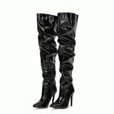 Autumn And Winter Fashionable High-Heeled Boots, High-Legged Women's Boots, Folding And Stacking Knee