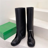 Party Boots Black Square Toe Trousers High Boots 2021 Autumn Winte New Knee-length Boots Retro Knight Boots
