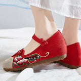 Breakj Not Include Shoe Box Single Shoes Inside The High Height Female Slope Heel High Heels Canvas Embroidered Cloth Shoes Women's Shoes Ethnic Flowers Build Buckle
