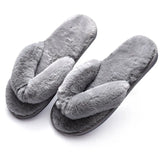 Women House Slippers Faux Fur Fashion Warm Shoes Woman Slip on Flats Female Slides Black Pink cozy home furry