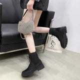 Boots Girl English Style 2023 Fall New Boots Handsome Locomotive Boots Thick-Soled Short