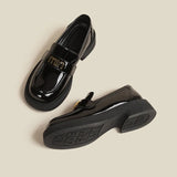 Breakj New Spring And Autumn Web Celebrity Burst Fire Thick Bottom British Small Leather Shoes Women Thick Heel Black Loafers A Foot Pedal Single