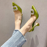 Pumps luxury Crystal Slingback High heels Summer bride Shoes Comfortable triangle Heeled Party Wedding Shoes