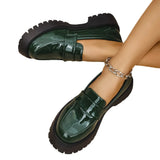 Breakj Thick-Bottomed Coarse Heel Leuk-F Wind Small Leather Shoes Spring And Autumn New Retro One-Legged Single