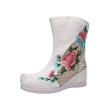 Breakj Boots Six Centimeters High Heel Ankle Boots Spring And Autumn Cloth Boots Women's Ankle Boots Embroidered Shoes Cloth Shoes Hanfu