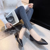 Breakj Women's Business Side Heel Single Shoe Tips Heel Small Leather Shoes Four Seasons Elegant Fashion High Heels