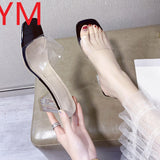 2020 Clear Heels Sandals Women Sandals Summer Transparent PVC Shoes Square High Pumps Jelly Buty Damskie Gladiator Square