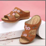 Breakj Summer New Women's Shoes Hollow Flowers Embroidered Sandals Slopes And Large-Size Women's