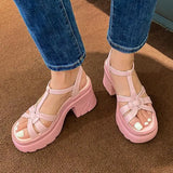2022 Fashion High Platform Sandals Women Summer Goth T Strap High Heels Shoes Woman Pink Open Toe Gladiator
