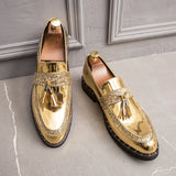 New Fashion Men's Sequined Tassel Shoes Handmade Retro Comfortable Soft Non-slip Loafers Male Casual Leather Shoes