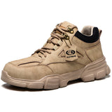 Safety Work Shoes With Steel Toe Kevlar Puncture-Proof Anti-Smashing Ankle Boots Protective Sneakers Casual Leather