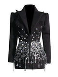 2025 Spring New Temperament Of The Wind Heavy Industry Water Diamond Inlaid Decoration Design Feel Waist Thin Coat
