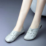 Breakj Women 2023 Spring And Autumn New Retro Soft Base Shallow Flat Bottom Anti-Slip Middle-Grade Mother Large Leather