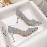 Heels Women Wedding Shoes Bride Gold Heels Luxury Designer Elegant Party Sandals Dress Strip Pole Dance Sexy Silver