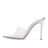 Print High-Heeled Pointed PVC Fashion Slippers Large Size Sandals Mules Chengdu Women's