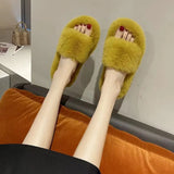 Breakj Hairy Slippers Women 2025 Autumn And Winter New Hairy Home Outside The Bottom Of The Wearing Plush