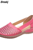 Baotou Sandals Women's Summer New Round Toe Breathable Casual Solid Color Non-slip Flat Large Size Women's