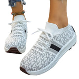 Breakj New Large-Size Women's Thick-Bottomed Flying Sneakers Comfortable Breathable Running Sneakers