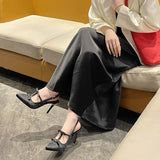 Breakj And Autumn 2025 New Sharp-Colored Silk Satin Light Mouth With Back Air Water Drill High Heel Women's Fine Heel Single