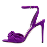Ladies Red, Purple And Black Knotted High-Heeled Sandals Are Sold Directly To