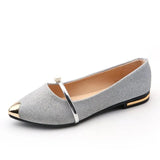 Breakj Summer Autumn New Pointed Low Heel Pearl Single Shoes Female British Flat Bottom Student Shallow Mouth Women's