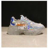 Spring Trend Women Transparent Sneakers Harajuku Platform Woman Shoes Laser Jelly Casual Shoes Shining Shoes Running