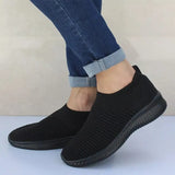 Air Mesh Sneakers Stretch Knitted Autumn Flat Shoe Spring Breathable Casual Walking Vulcanize Shoes Female Plus