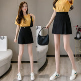 New High Waist Women Mini Pleated Skirt Casual Spring Summer Female Singel Button Short Skirts Ins Ladies Black Pink